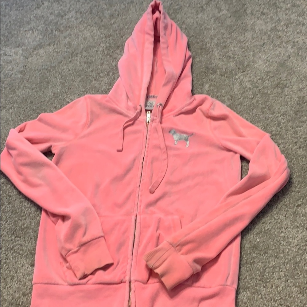 Pink velvet hoodie